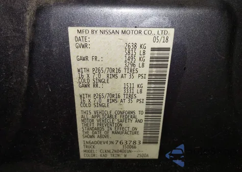 2018 Nissan Frontier Sv z USA, uszkodzony, nr VIN 1N6AD0EV4JN763783